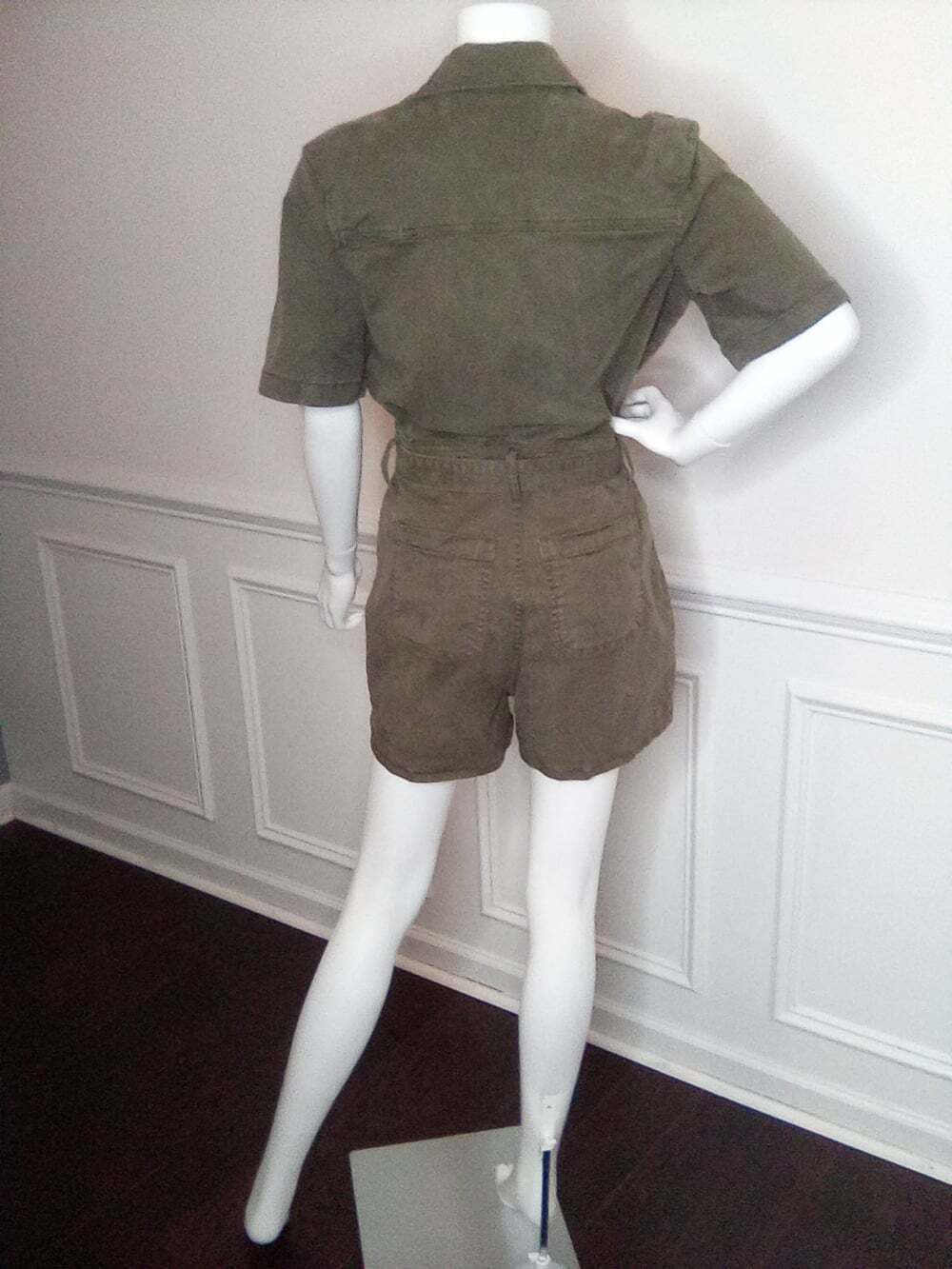 NEW Universal Thread Short Sleeve Denim Romper Olive Green Size 4 Jumpsuit - Picture 7 of 16
